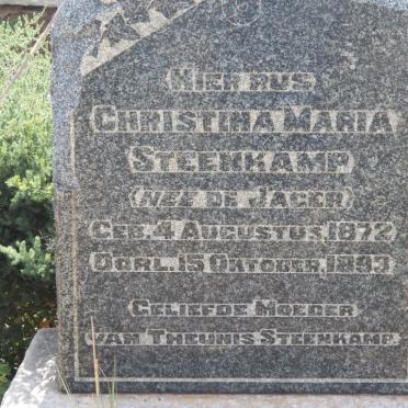 STEENKAMP Christina Maria nee DE JAGER 1872-1893