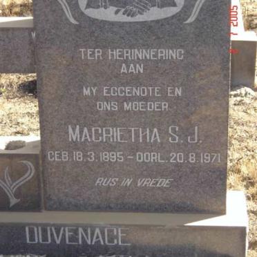 DUVENAGE Magrietha S.J. 1895-1971