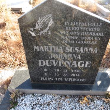 DUVENAGE Martha Susanna Johanna 1936-2014