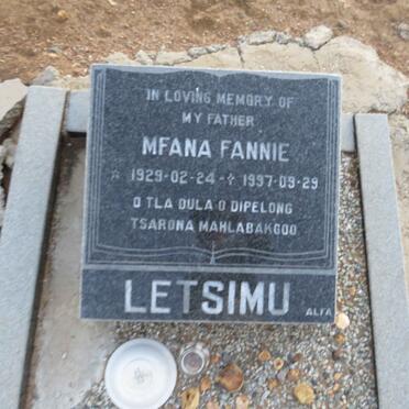 LETSIMU Mfana Fannie 1929-1997