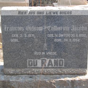 RAND Francois Gideon, du 1871- &amp; Catharina Jacoba V. DINTER 1880-1952