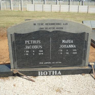 BOTHA Petrus Jacobus 1916-1974 &amp; Maria Johanna 1915-1995