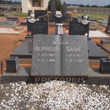 PRETORIUS Alpheus 1922-1986 &amp; Sarie 1924-1998