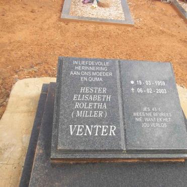 VENTER Hester Elisabeth Roletha nee MILLER 1959-2003