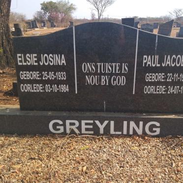GREYLING Paul Jacobus 1927-1994 &amp; Elsie Josina 1933-1984