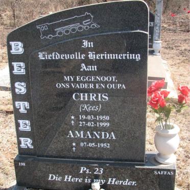 BESTER Chris 1950-1999 &amp; Amanda 1952-