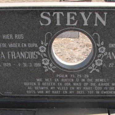 STEYN Jozua Francois 1929-1991 &amp; Anna Elizabeth 1936-1991