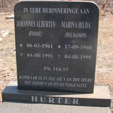 HURTER Johannes Albertus 1961-1995 &amp; Marina Hilda BASSON 1960-1995