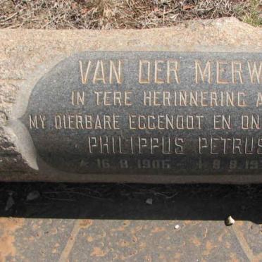 MERWE Philippus Petrus, van der 1905-1970