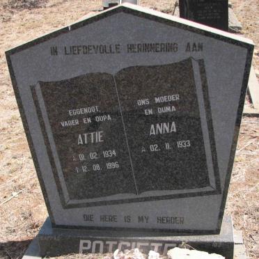 POTGIETER Attie 1934-1996 &amp; Anna 1933-