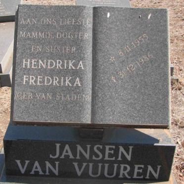 VUUREN Hendrika Fredrika, Jansen van nee VAN STADEN 1955-1986