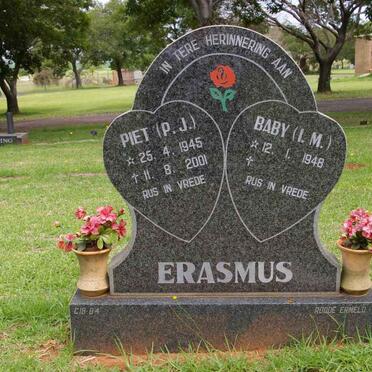 ERASMUS P.J. 1945-2001 &amp; I.M. 1948-