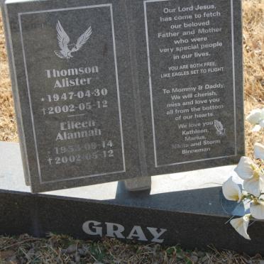GRAY Thomson Alister 1947-2002 &amp; Eileen Alannah 1953-2002