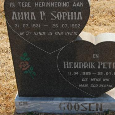 GOOSEN Hendrik Petrus 1929-1996 &amp; Anna P. Sophia 1931-1992