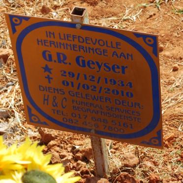GEYSER G.R. 1934-2010