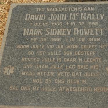 McNALLY David Johan 1965-1992 :: ROWETT Mark Sidney 1966-1992