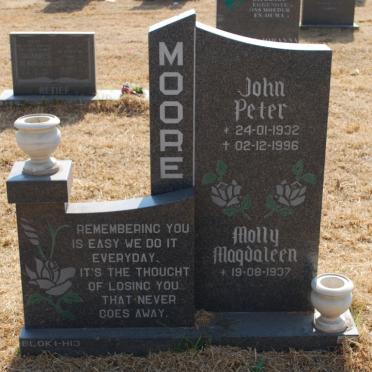 MOORE John Peter 1932-1996 &amp; Molly Magdaleen 1937