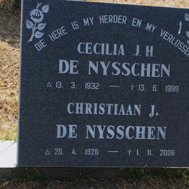 NYSSCHEN Christiaan J,. de 1928-2006 &amp; Cecilia J.H. 1932-1999