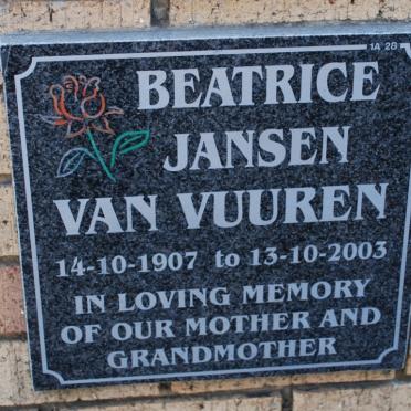 VUUREN Beatrice, Jansen van 1907-2003