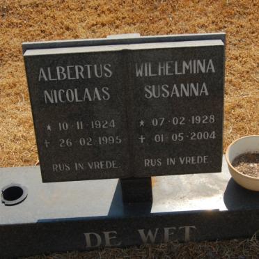 WET Albertus Nicolaas, de 1924-1995 &amp; Wilhelmina Susanna 1928-2004