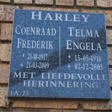 HARLEY Coenraad Frederik 1917-2009 &amp;  Telma Engela 1918-2003