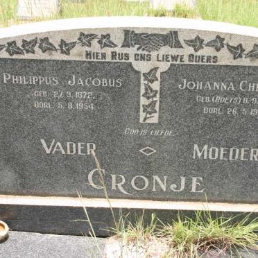 CRONJE Philippus Jacobus 1872-1954 &amp; Johanna Christina ROETS 1879-1954