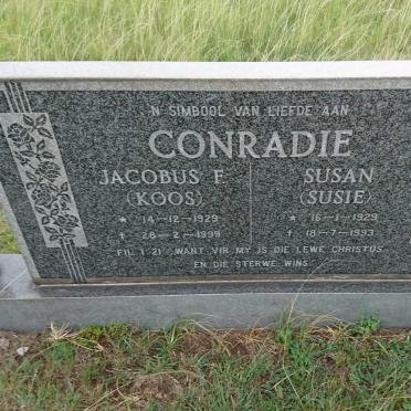 CONRADIE Jacobus F. 1929-1999 &amp; Susan 1929-1993