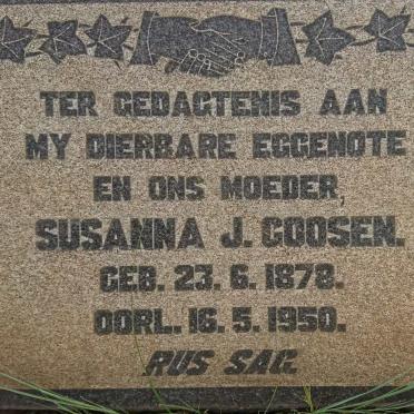 GOOSEN Susanna J. 1878-1950