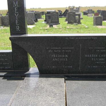 MEYER Frederik Andries 1892-1970 &amp; Hester Christina Elizabeth BOTHA 1903-1990