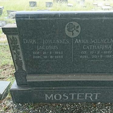MOSTERT Dirk Johannes Jacobus 1895-1959 &amp; Anna Wilhelmina Catharina 1897-1983