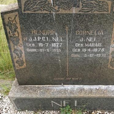 NEL Hendrik W.J.J.P.C.L. 1877-1955 &amp; Cornelia J. MARAIS 1878-1976