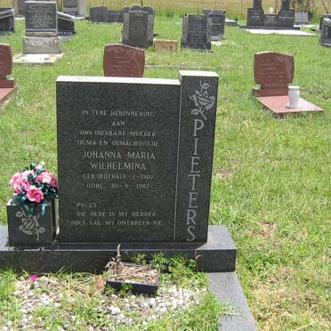 PIETERS Johanna Maria Wilhelmina nee BOTHA 1902-1982