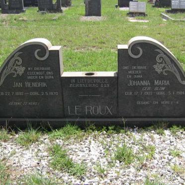 ROUX Jan Hendrik, le 1892-1970 &amp; Johanna Maria BLOM 1903-1984
