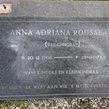 ROUSSEAU Anna Adriana nee BADENHORST 1906-1978