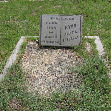 RYAN Alletta Sussanna 1887-1970