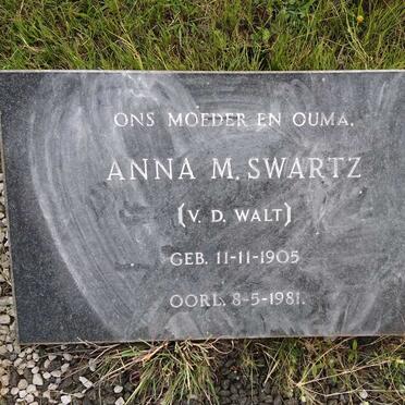 SWARTZ Anna M. nee V.D. WALT 1905-1981