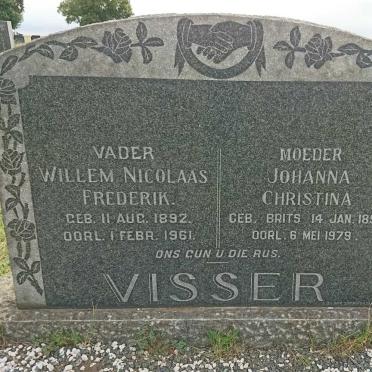 VISSER Willem Nicolaas Frederik 1892-1961 &amp; Johanna Christina BRITS 1898-1979
