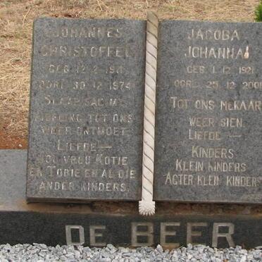 BEER Johannes Christoffel, de 1919-1974 &amp; Johanna Jacoba 1921-2001