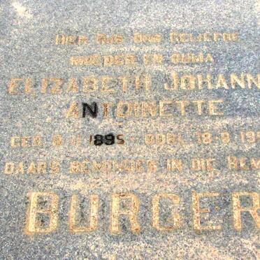 BURGER Elizabeth Johanna Antoinette 1895-1969