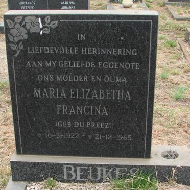 BEUKES Maria Elizabetha Francina nee DU PREEZ 1922-1965