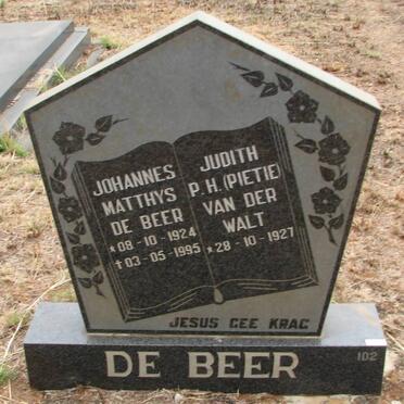 BEER Johannes Matthys, de 1924-1995 &amp; Judith P.H. VAN DER WALT 1927-