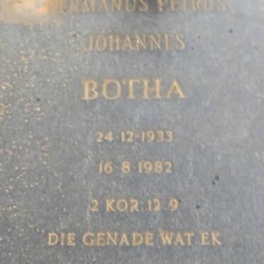 BOTHA Hermanus Petrus Johannes 1933-1982