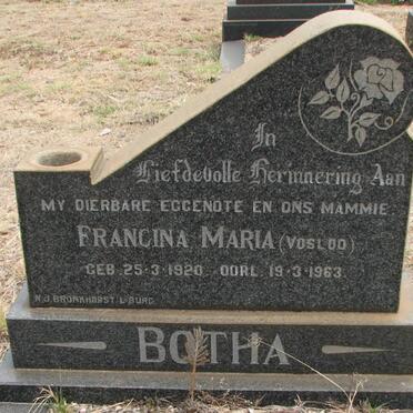 BOTHA Francina Maria nee VOSLOO 1920-1963