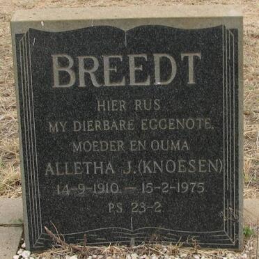 BREEDT Alletha J. nee KNOESEN 1910-1975