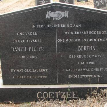 COETZEE Daniel Pieter 1909- &amp; Bertha KRUGER 1913-1981