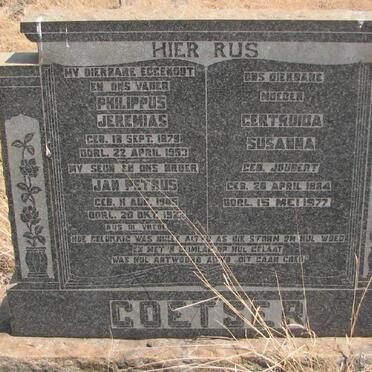 COETSER Philippus Jeremias 1879-1953 &amp; Gertruida Susanna JOUBERT 1884-1977 :: COETSER Jan Petrus 1905-1922