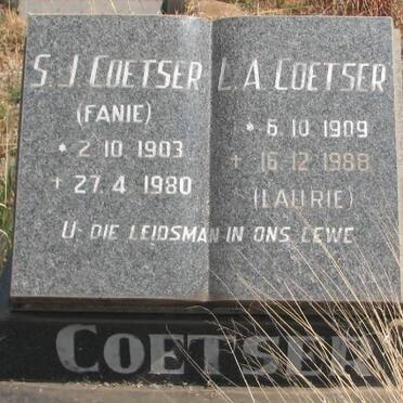 COETSER S.J. 1903-1980 &amp; L.A. 1909-1988