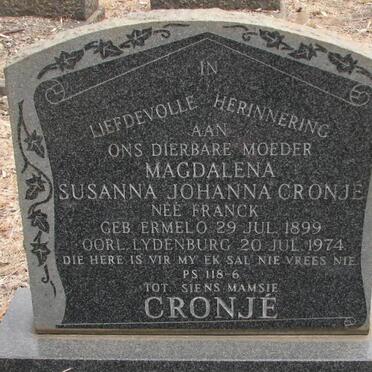 CRONJÉ Magdalena Susanna Johanna nee FRANCK 1899-1974