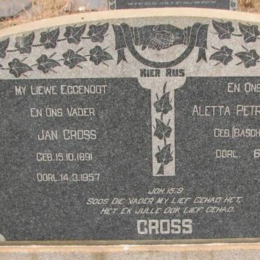 CROSS Jan 1891-1957 &amp; Aletta Petronella BASCH 1897-1979
