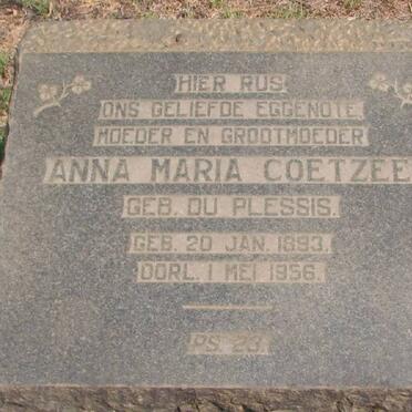 COETZEE Anna Maria nee DU PLESSIS 1893-1956